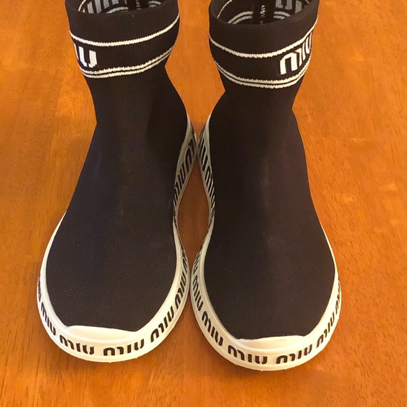 Miu Miu Shoes - MIU MIU SOCK KNIT HIGH-TOP TRAINER SNEAKERS